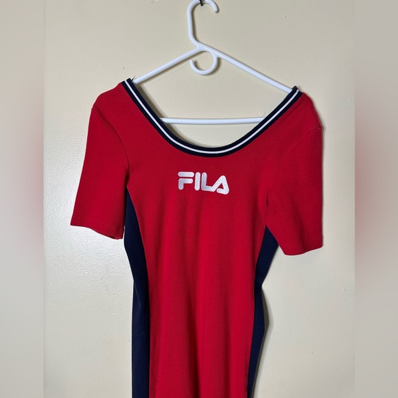 Fila Urban Outfitters Womens Dress Retro Short Sleeve Red Blue Size Medium - Picture 3 of 5